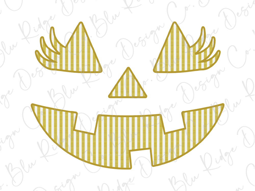 A stylized Halloween jack-o-lantern face with a striped pattern and a smile.