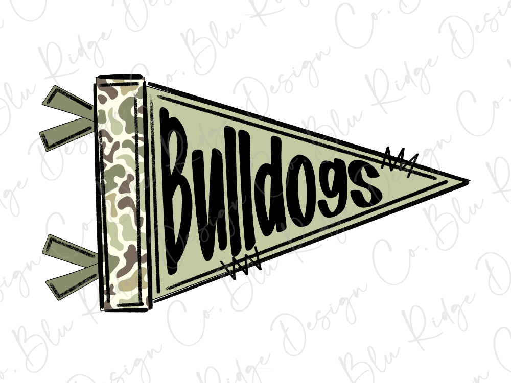 A flag with the word "Bulldogs" written on it.