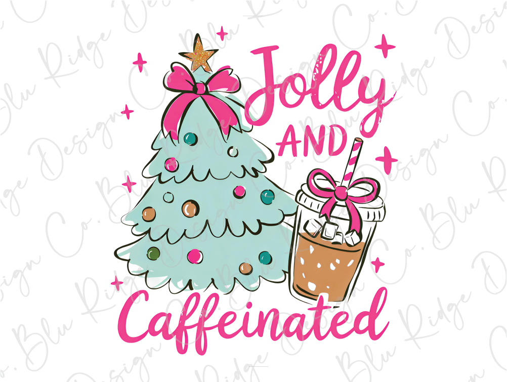 a christmas tree with a glass of coffee next to it