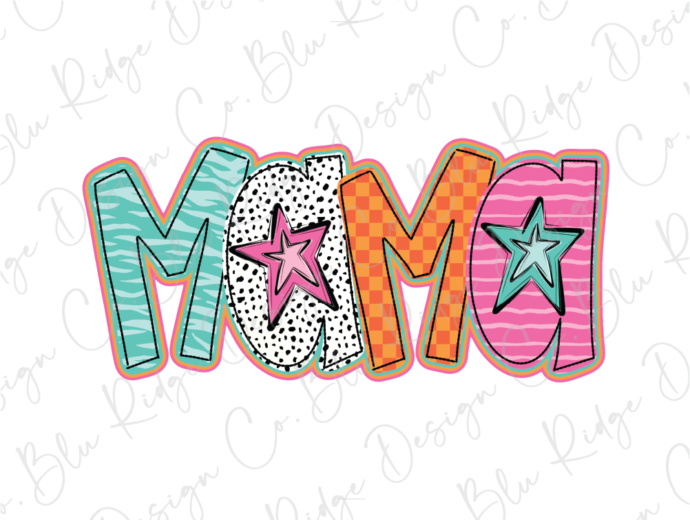 the word mom with a star on top of it