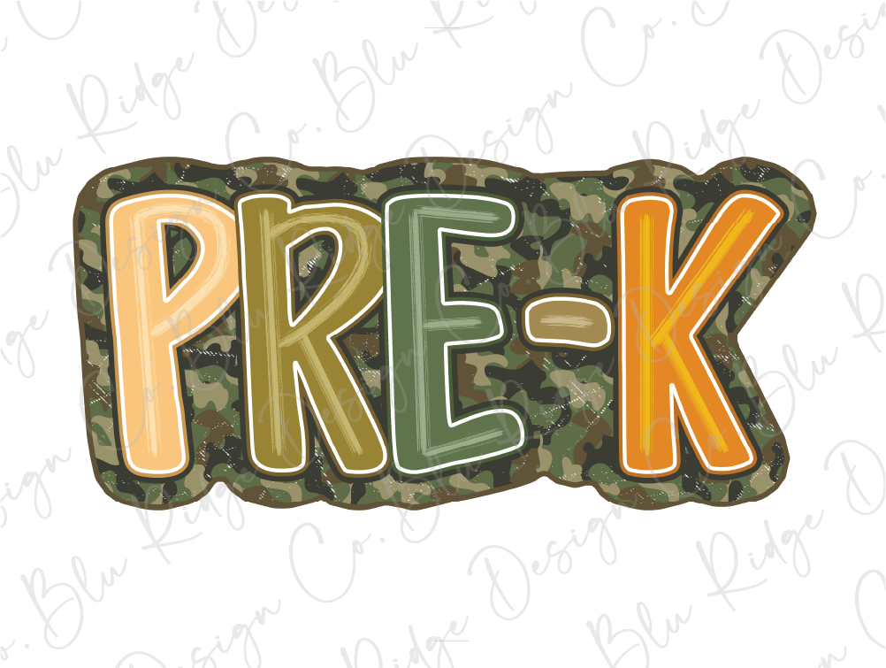 the word pre k is made up of letters in camouflage