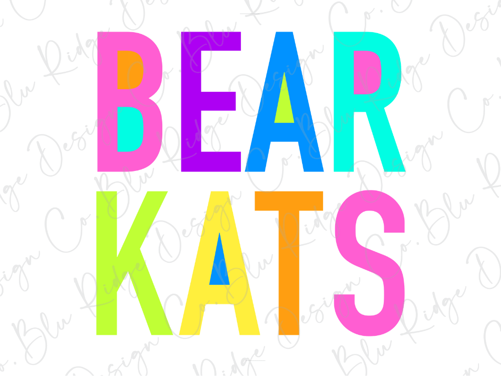 the text "BEAR KATS" in a colorful, stylized font.