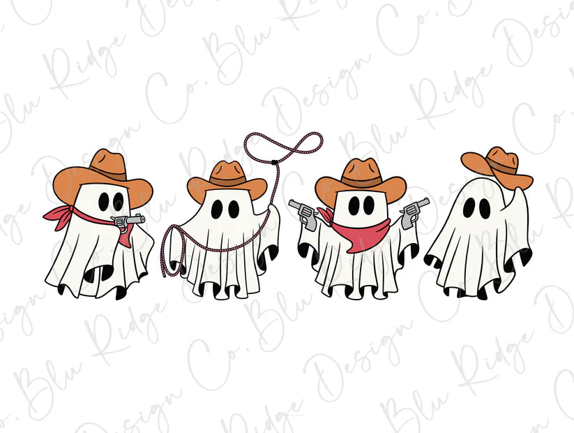 Western Cowboy Halloween Ghost Graphic T-Shirt
