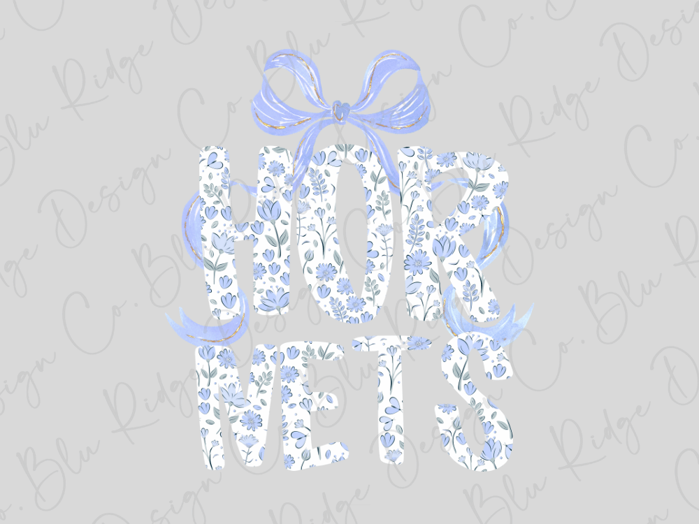 the word "HORVES" written in a stylized, floral design with a blue bow.