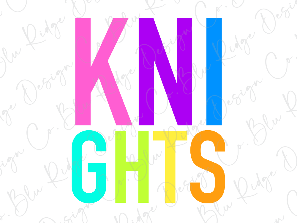 the text "KNIGHTS" in a colorful, stylized font.