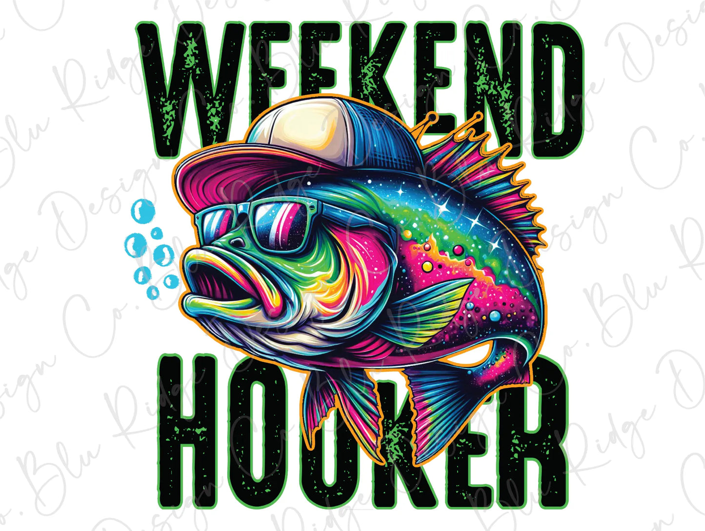 a colorful fish wearing a hat and sunglasses