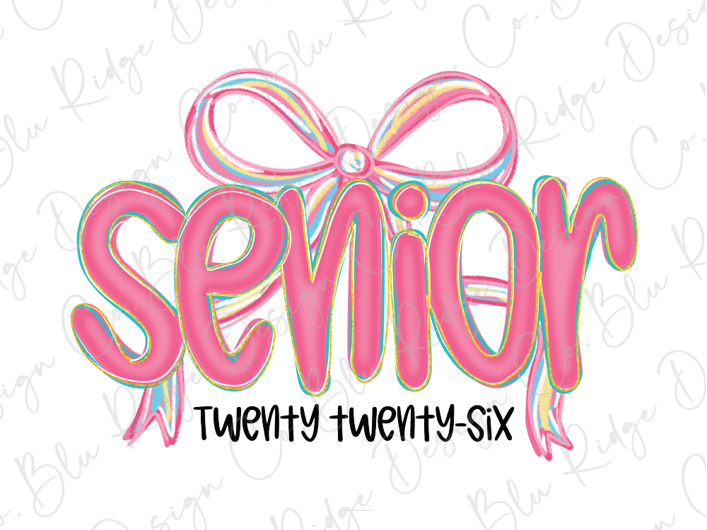 a pink bow with the words senior on it