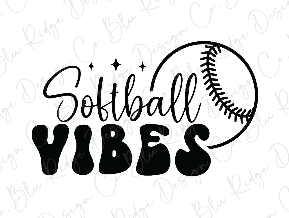 softball vibes svg cut file