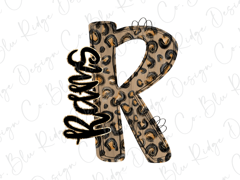 A stylized letter "R" with a leopard print pattern, featuring the word "Rajas" written in cursive script.