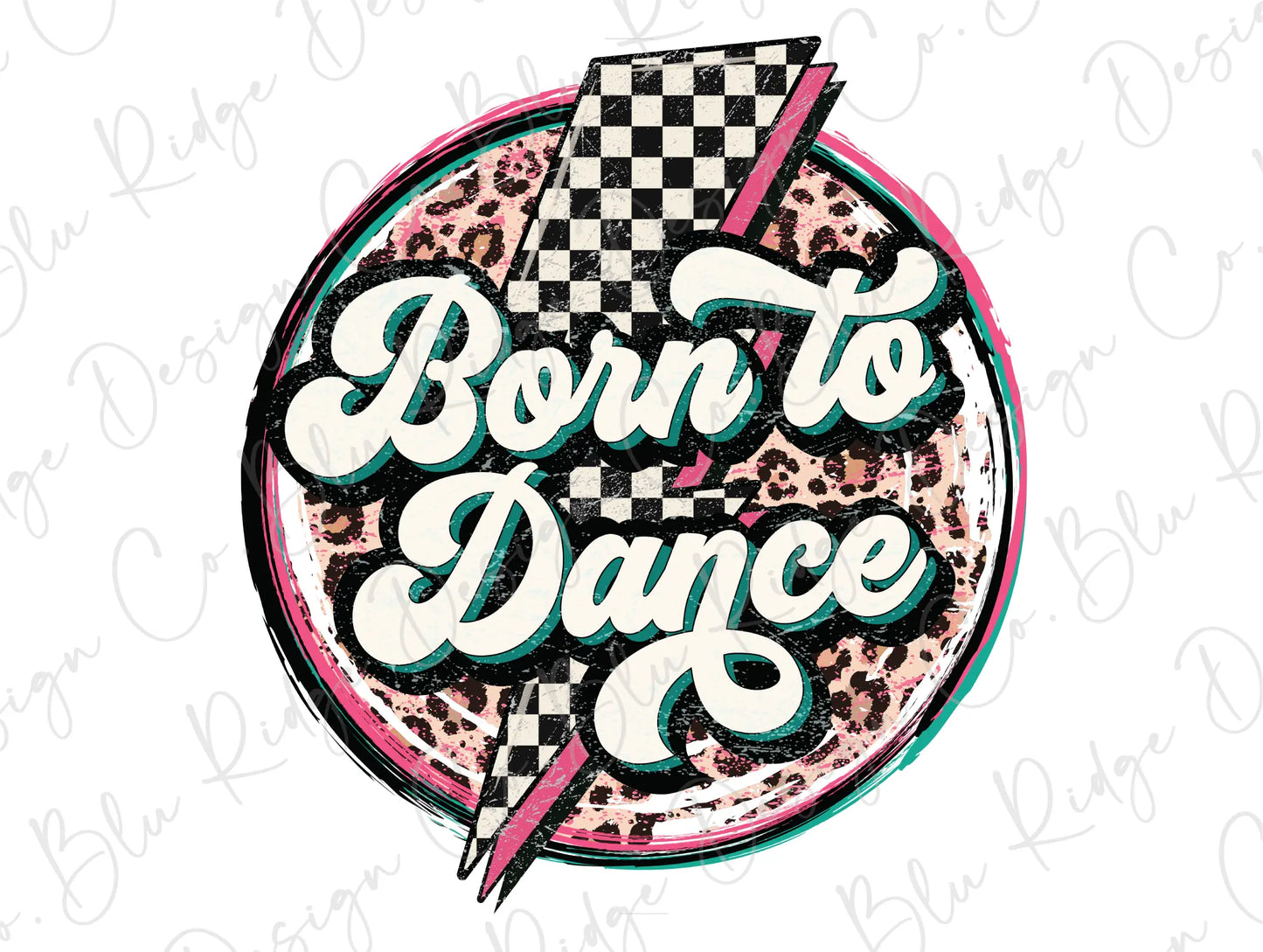 a sign that says born to dance with a checkered background