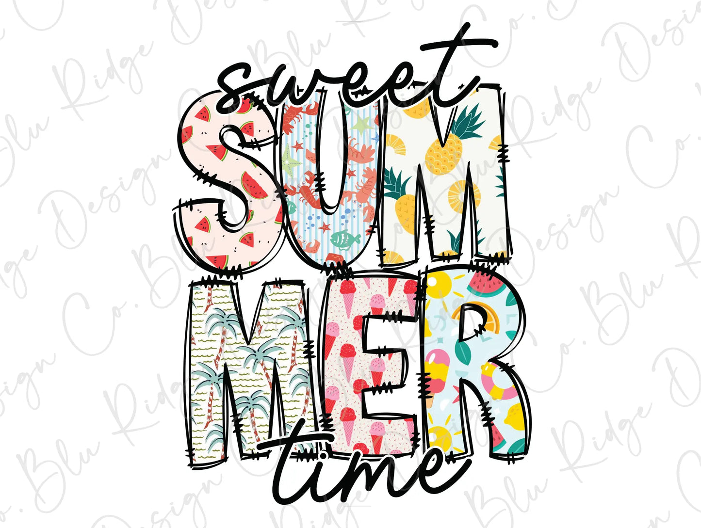 a hand drawn lettering that says, sweet summer time
