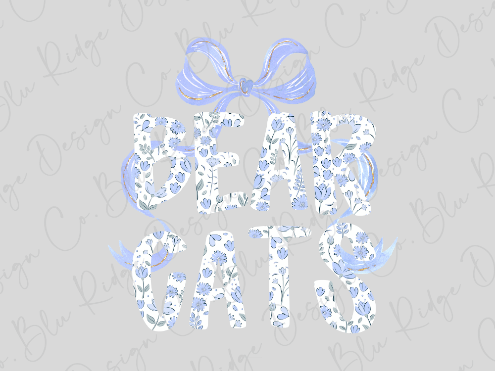 the text "BEAR GATS" in a stylized font, with the letters "BEAR" and "GATS" being larger and more prominent, and the word "GATS" being written in a decorative floral pattern.
