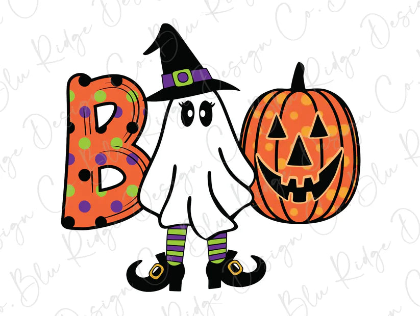 Boo Halloween Witch Ghost Design Graphic T-Shirt