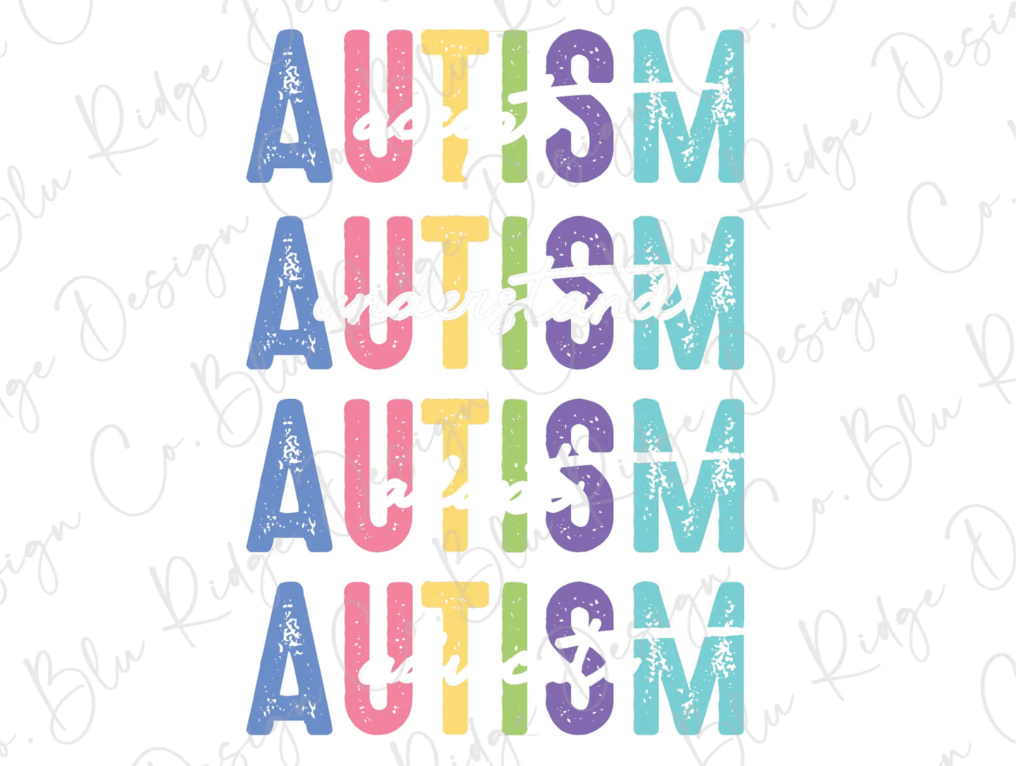 the words autism and autism written in multicolored letters