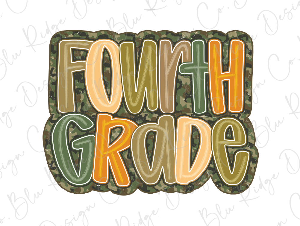the words fourth grade are in camouflage