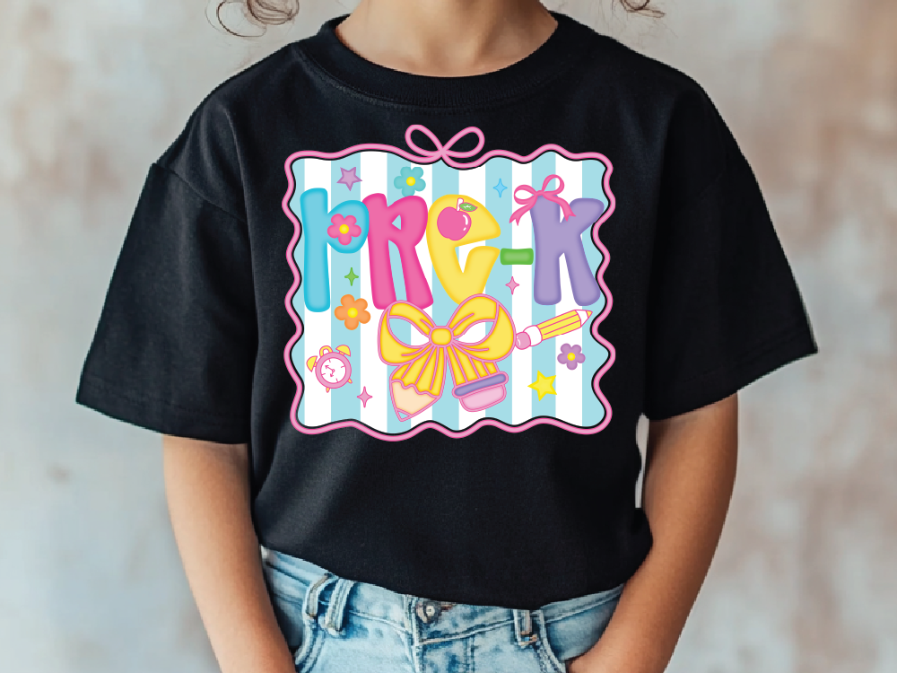 a young girl wearing a black shirt with the words rock on it