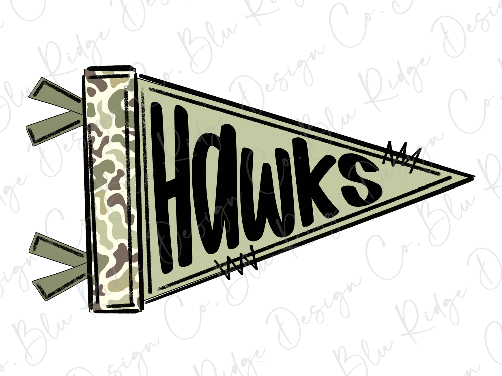 A flag with the word "HAWKS" written on it in a stylized font.