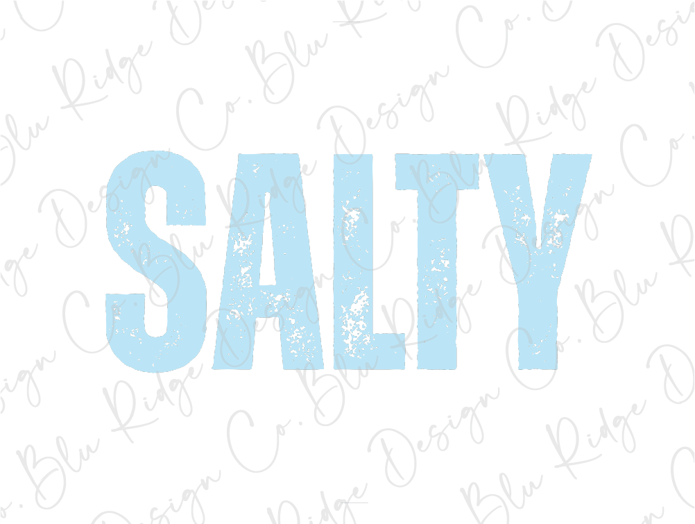 the word salty is written in blue on a white background