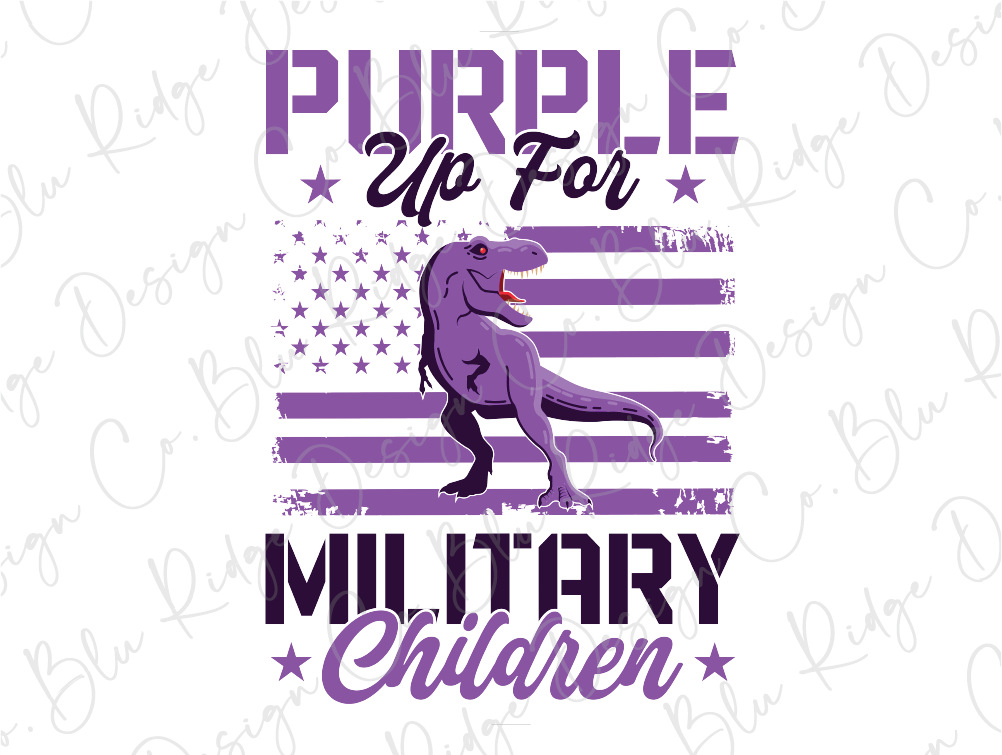 a purple t - shirt with the words purple up for military children
