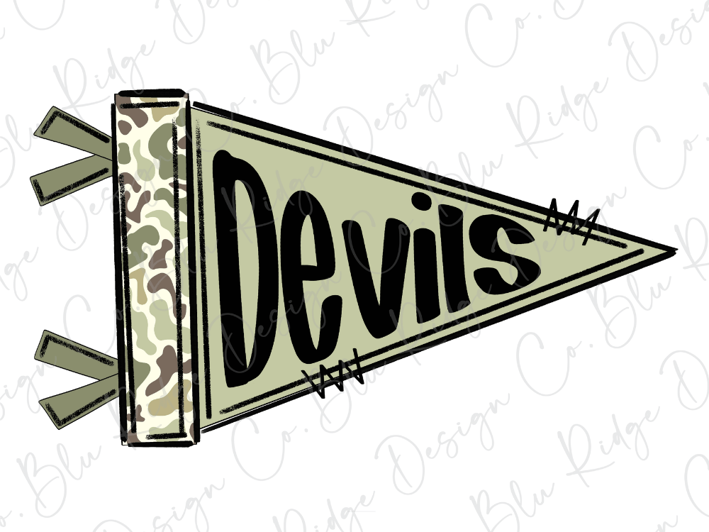 A flag with the word "Devils" written on it in a stylized font.