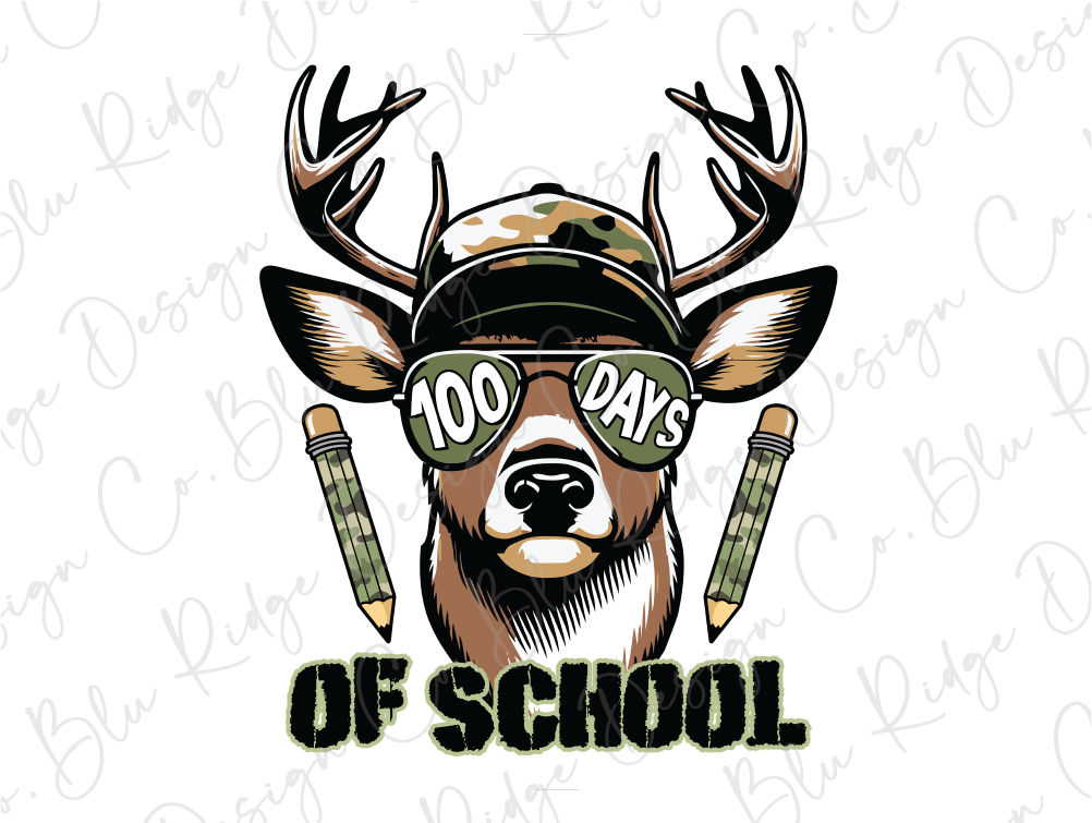 a deer wearing glasses and a hat with the words 100 days of school