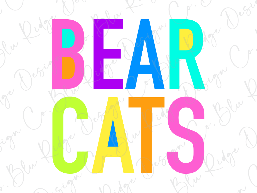 the text "BEAR CATS" in a colorful, stylized font.