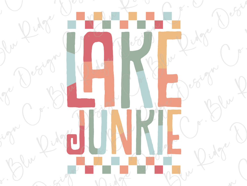a picture of the words lake junkie on a white background