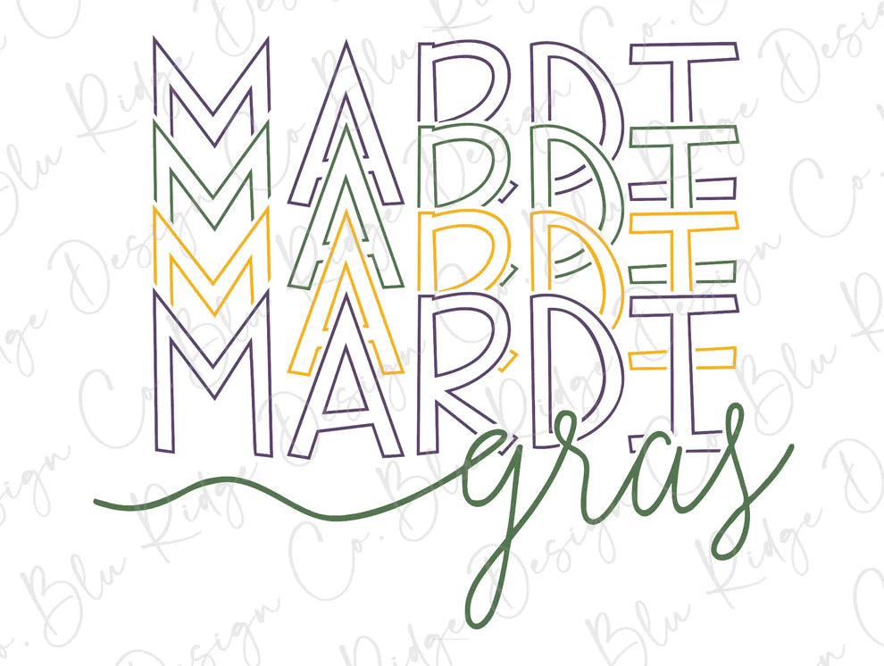 Mardi Gras New Orleans Colorful Stacked Design Graphic T-Shirt