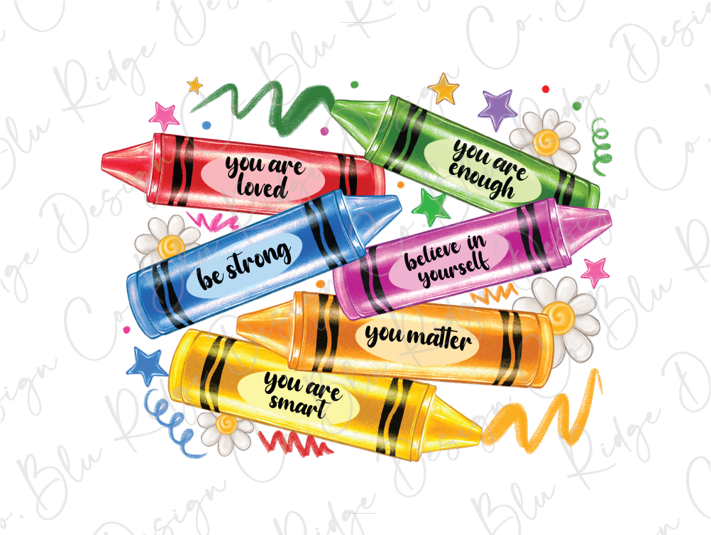 a bunch of crayons with some writing on them