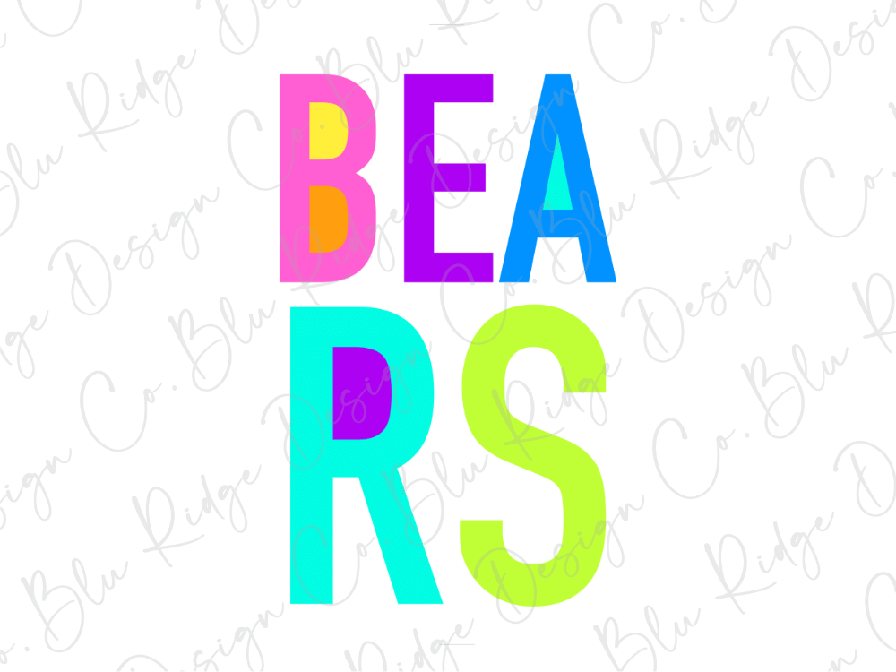 the word "BEARS" in a colorful, stylized font.