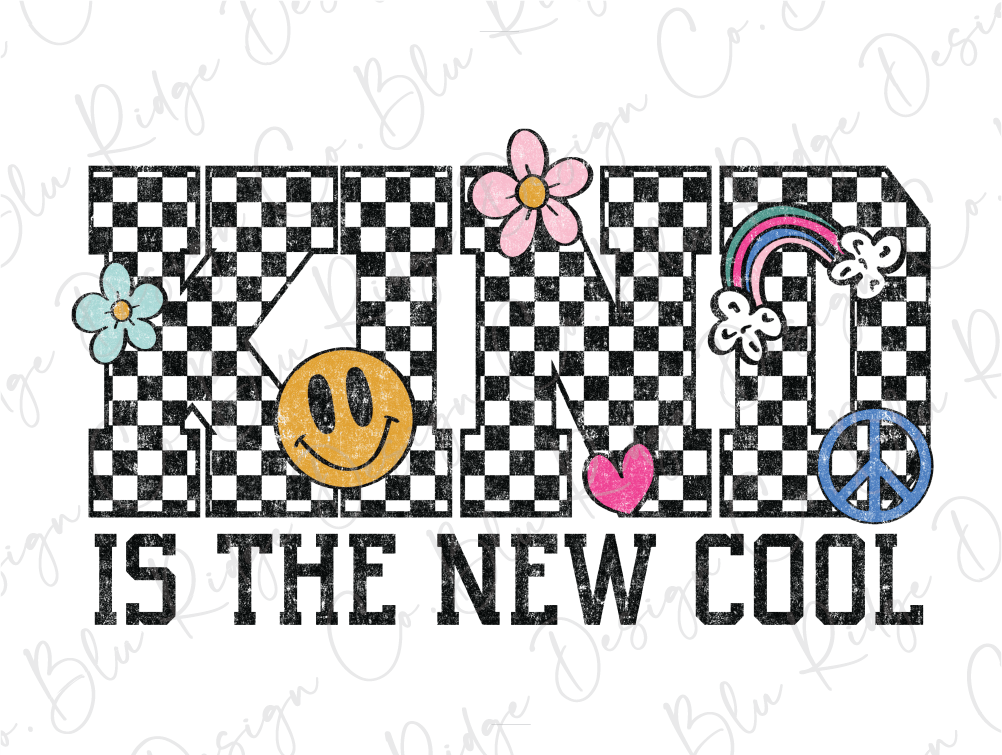 the word kind is the new cool with a smiley face