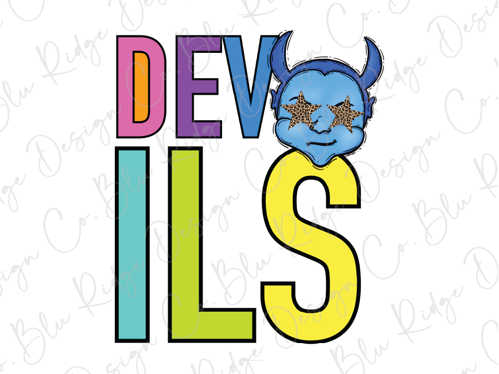 the word "DEVILS" with a blue devil mask and star-shaped eyes, and the word "LESS THAN 500" written below it.