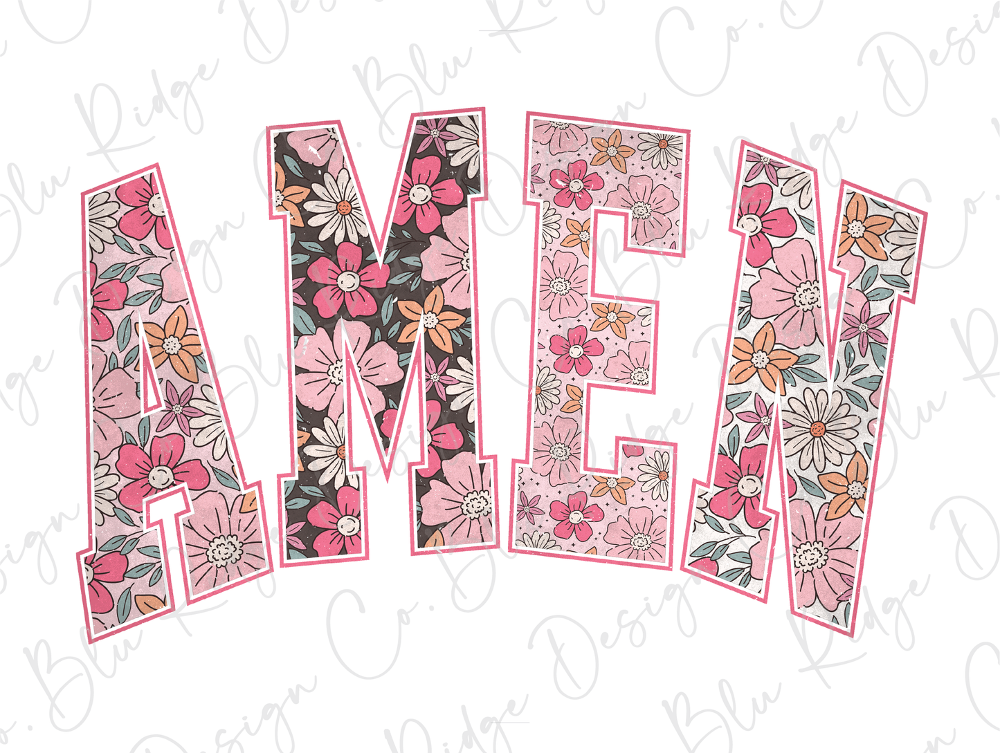 Pink Floral AMEN Graphic T-Shirt