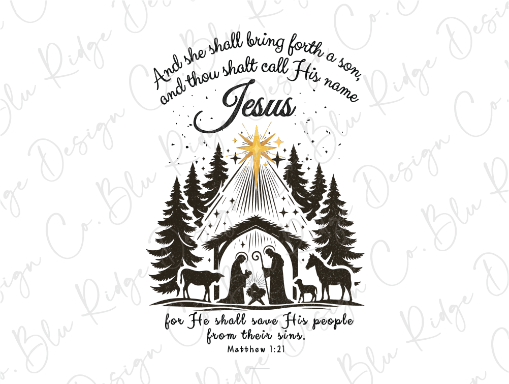 And She Shall Bring Forth a Son, and Thou Shalt Call His Name Jesus for He Shall Save His People From Their Sins Matthew 1:21 Graphic T-Shirt