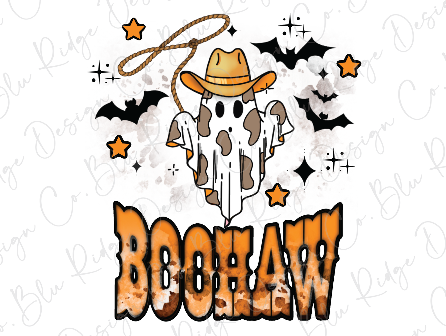 Halloween Western Retro Boohaw Ghost Graphic T-Shirt