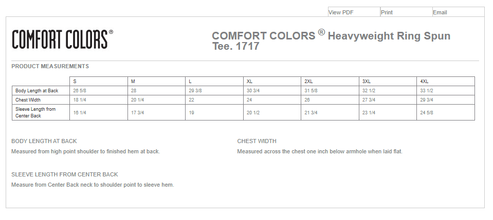 Blank Comfort Colors ® Heavyweight Ring Spun T-Shirt -1717