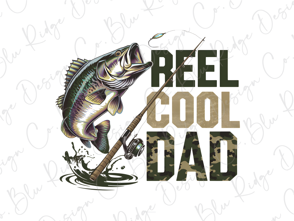 Bass Camo Reel Cool Dad Graphic T-Shirt