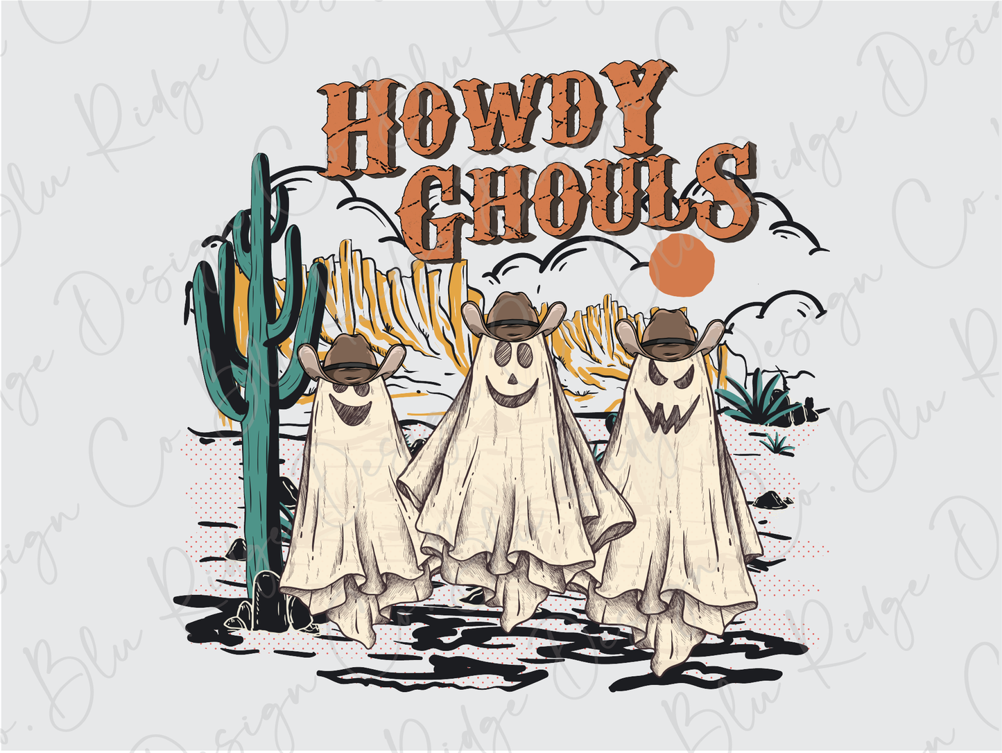 Howdy Ghouls Ghost Cowboys Graphic T-Shirt