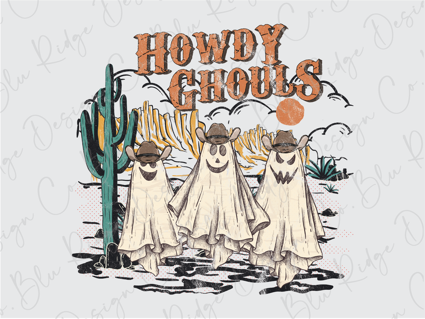 Howdy Ghouls Ghost Cowboys Graphic T-Shirt