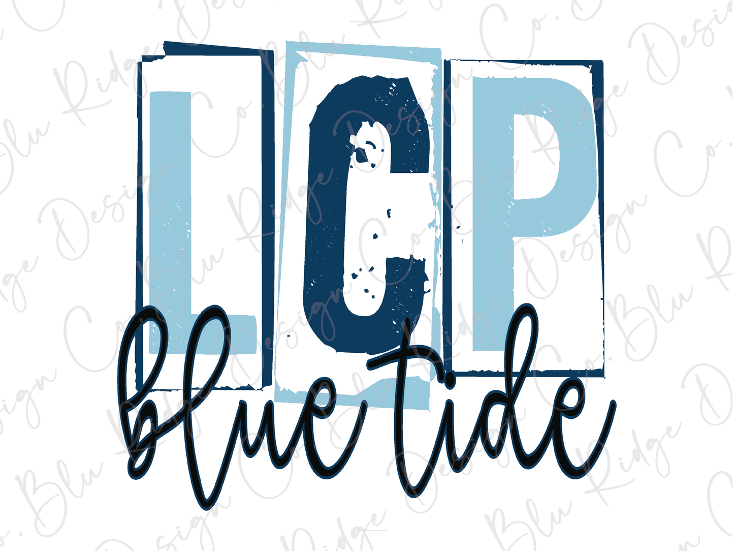 Long County Primary Blue Tide School Spirit Stamp LettersGraphic T-Shirt