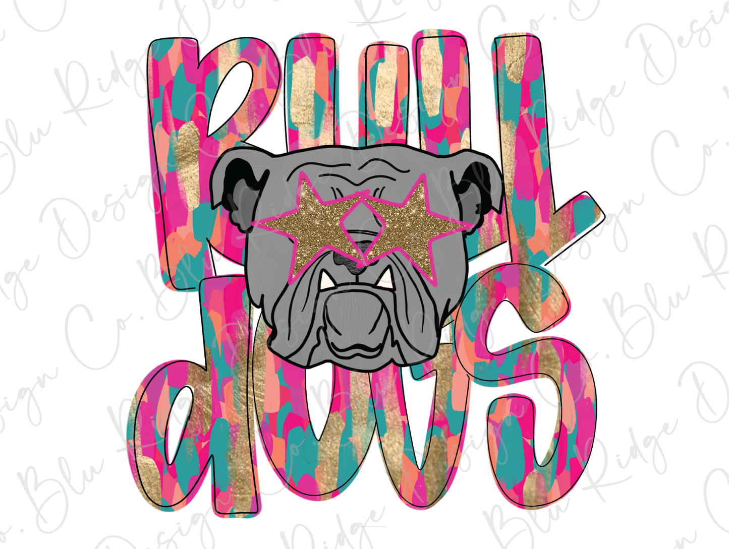 Colorful Streak Bull Dogs Graphic T-Shirt