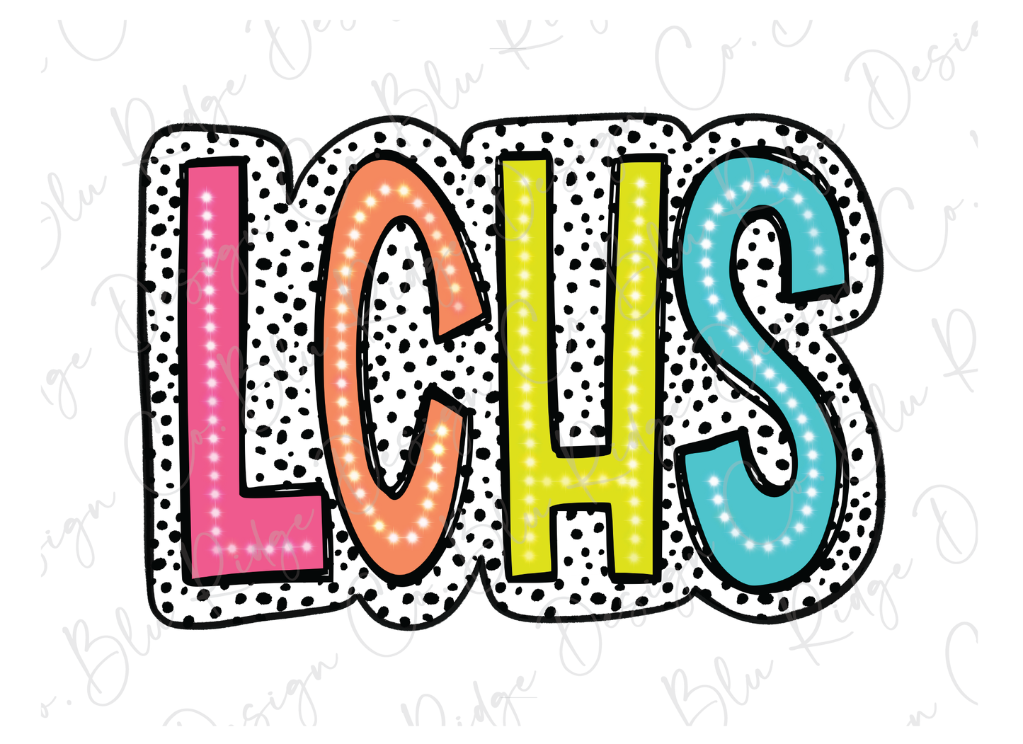 Long County High School LCHS Initials Dalmatian Graphic T-Shirt