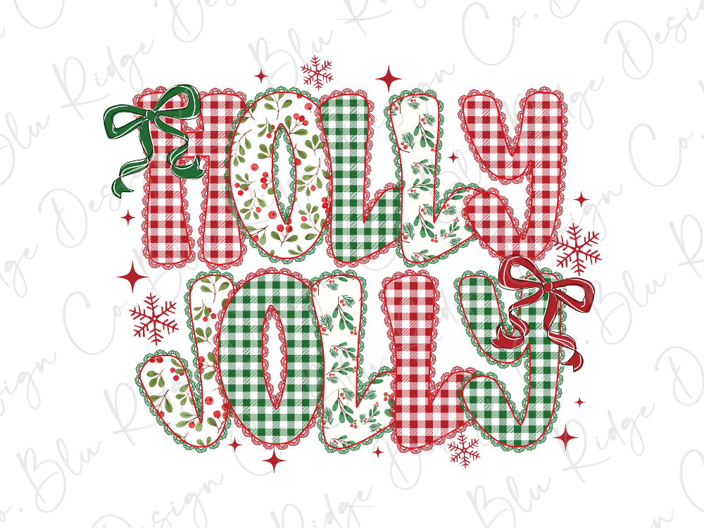 Preppy Checkered Holly Jolly Graphic T-Shirt