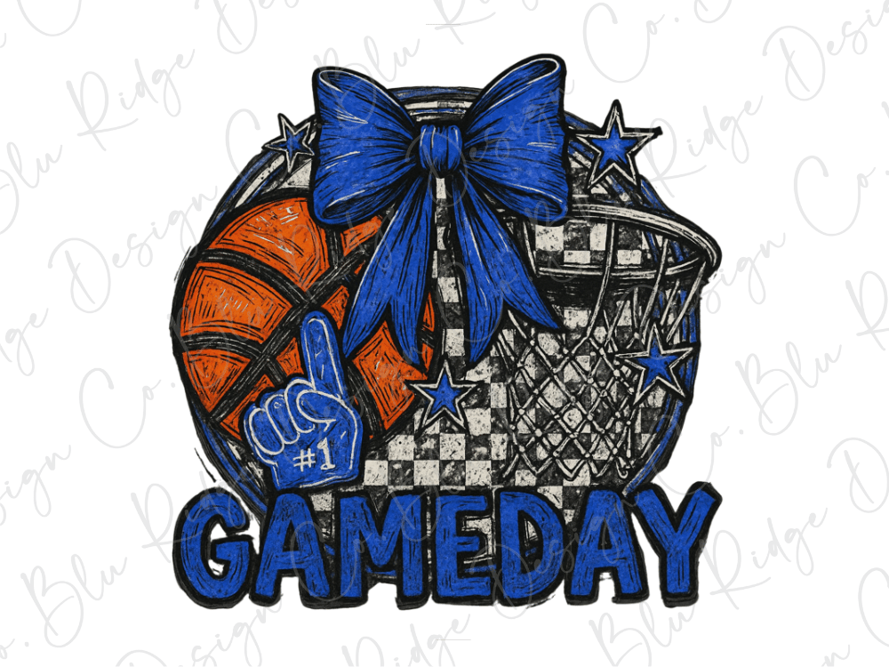 Blue Basketball Game Day Graphic T-Shirt