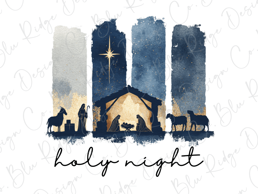 Holy Night Watercolor Nativity Graphic T-Shirt