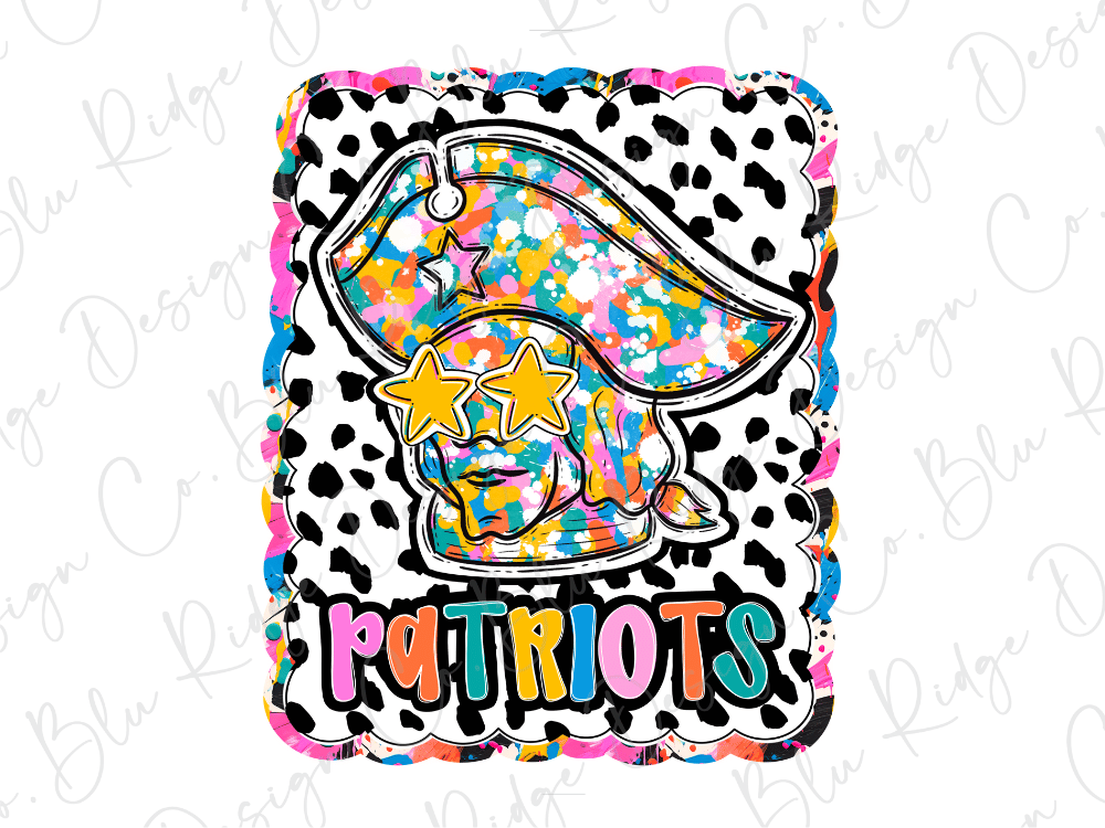 Patriots Graffiti Dots Mascot Graphic T-Shirt