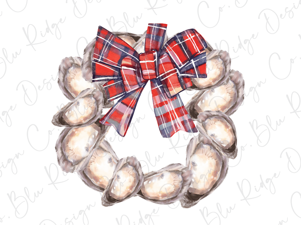 Coastal Oyster Christmas Wreath Graphic T-Shirt