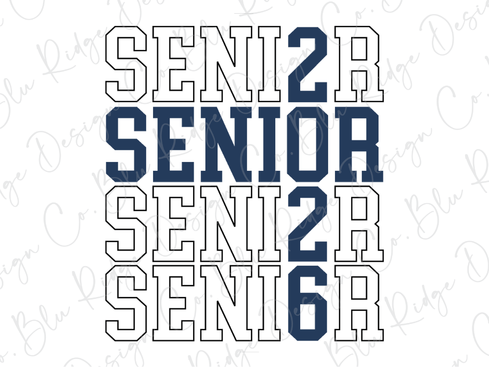 Blue 2026 Senior Stacked Graphic T-Shirt