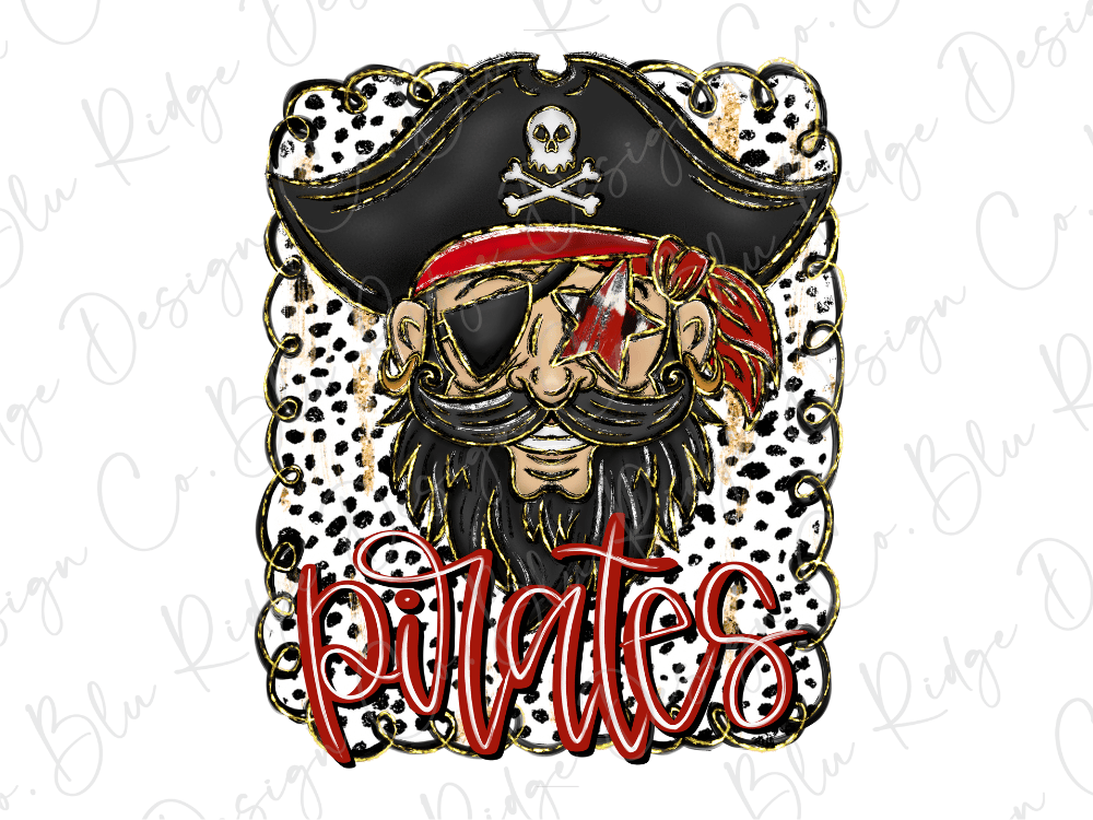 Pirates Black And Red Mascot (Back/Pocket Combo) Graphic T-Shirt