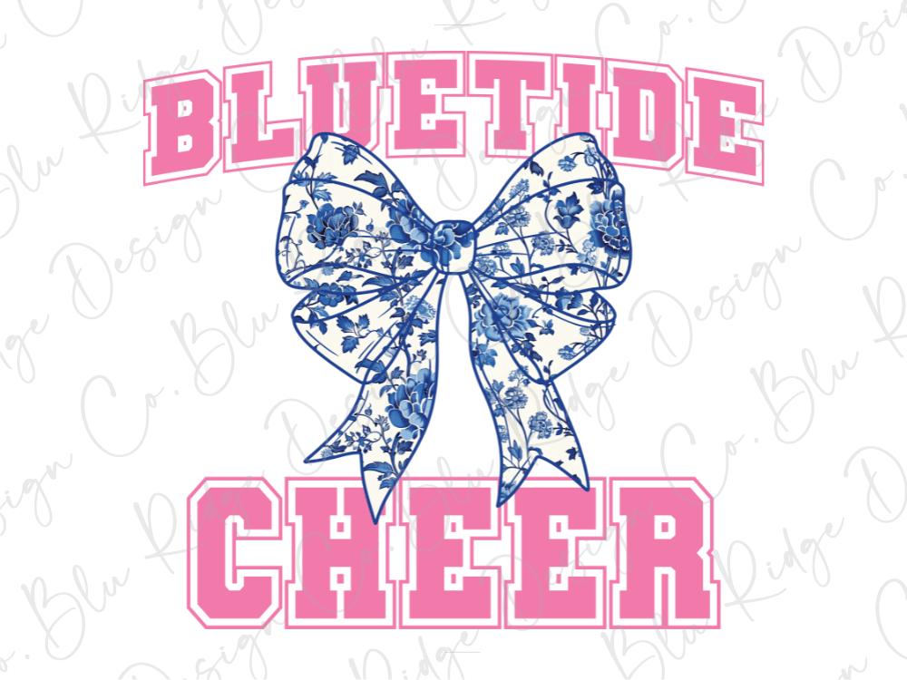 Pink Varsity Blue Tide Cheer Blue Toile Bow Graphic T-Shirt